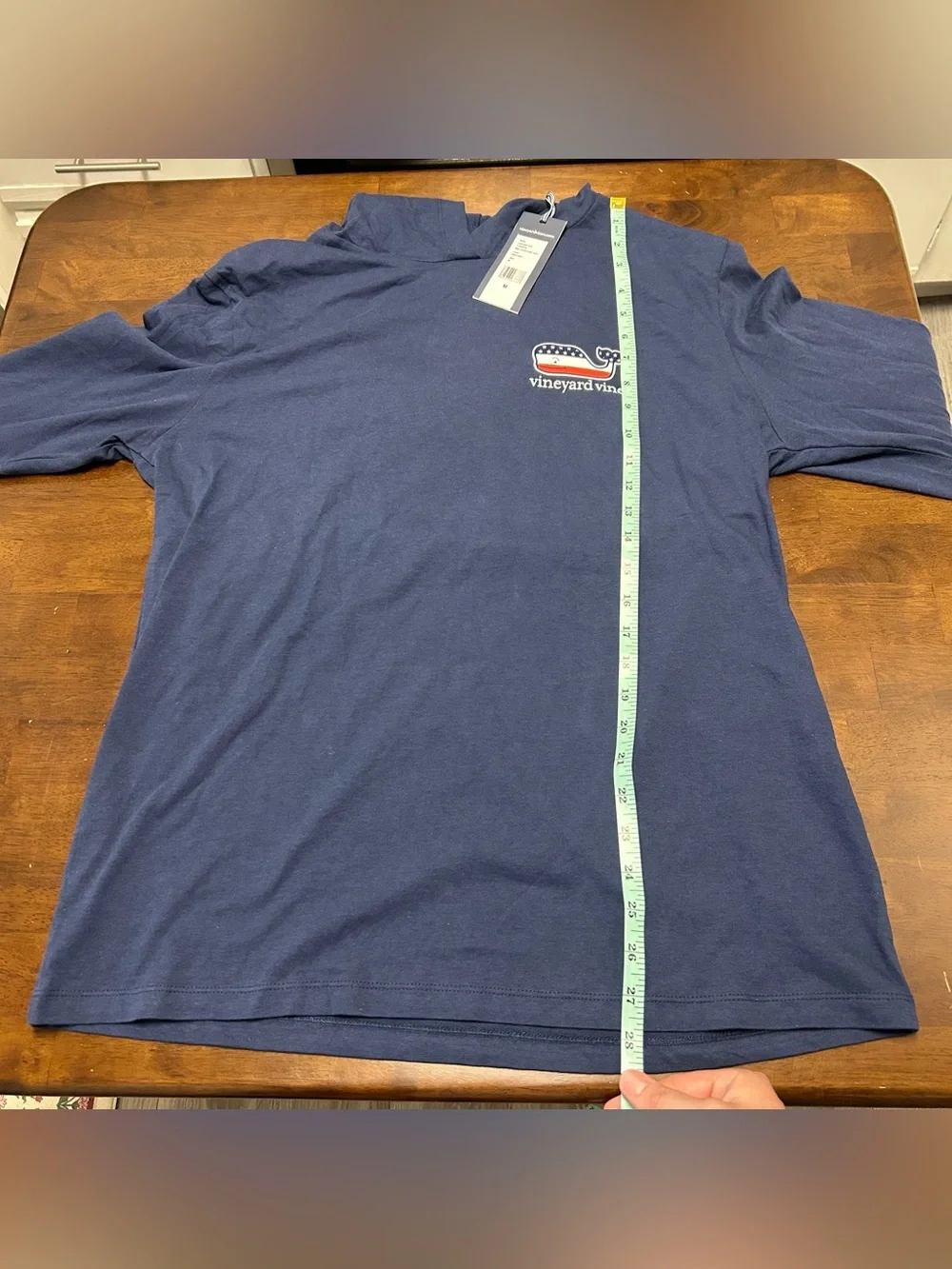 NWT Vineyard Vines Americana Whale Long Sleeve Shirt Hoodie in Navy Size Medium